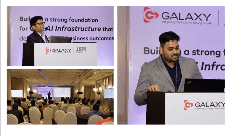 Presenters discuss building AI infrastructure at a Galaxy-IBM conference for better business outcomes.